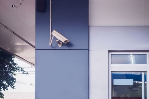 Security camera on a building